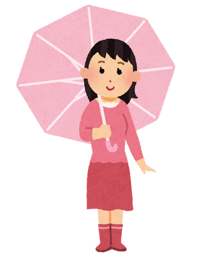 晴雨兼用傘を差す女性